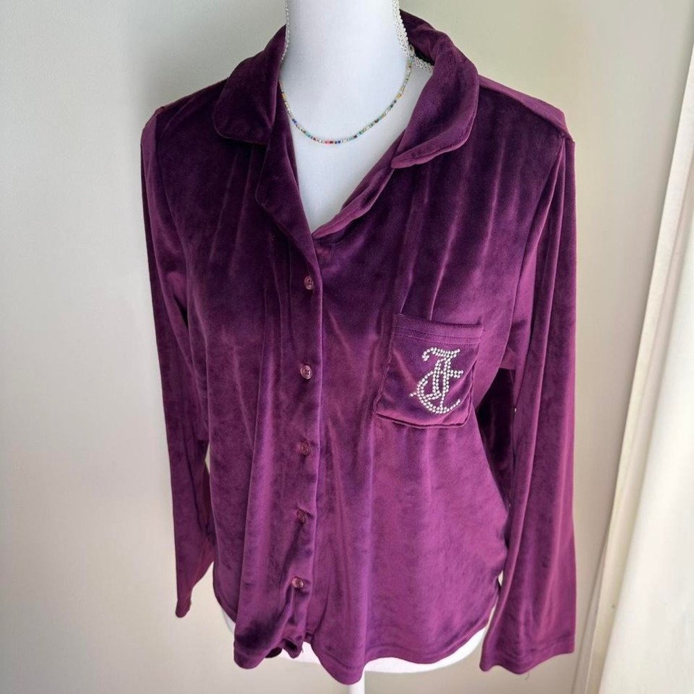 Juicy Couture pajama top with rhinestone logo size‎ women's large